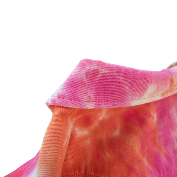 JODIFL Tie Dye Ruffle Shoulder Button Down Cotton Shirt Shacket Women Size S - Picture 5 of 8